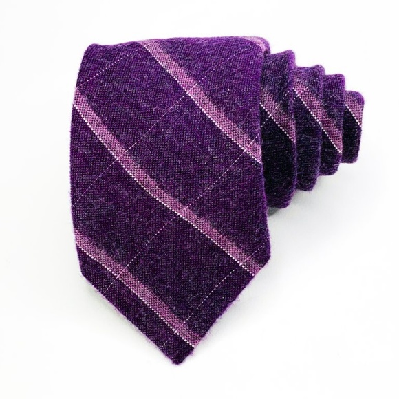 Michael Kors Tie 100% Silk Purple Striped - Picture 2 of 6